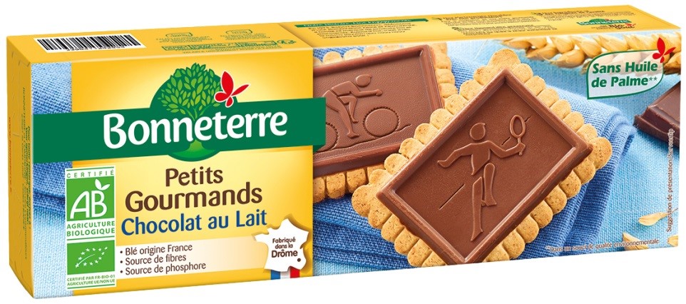 HERBATNIKI Z CZEKOLADĄ MLECZNĄ BIO 126 g - BONNETERRE