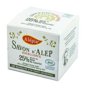 MYDŁO Z ALEPPO W KOSTCE OLIWKOWE Z OLEJEM LAUROWYM 25 % ECO 190 g - ALEPIA
