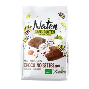 CIASTKA BROWNIES Z CZEKOLADĄ I ORZECHAMI LASKOWYMI BEZGLUTENOWE BIO 170 g - NATEN