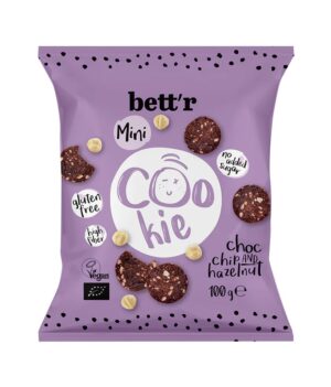 CIASTKA Z CZEKOLADĄ I ORZECHAMI LASKOWYMI BEZ DODATKU CUKRÓW BEZGLUTENOWE BIO 100 g - BETT'R