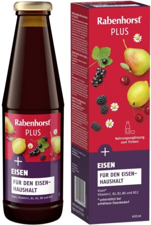 NAPÓJ OWOCOWO - ZIOŁOWY Z ŻELAZEM I WITAMINAMI C, B1, B2, B6, B12 450 ml - RABENHORST