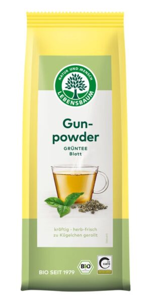 HERBATA ZIELONA LIŚCIASTA GUNPOWDER BIO 100 g - LEBENSBAUM