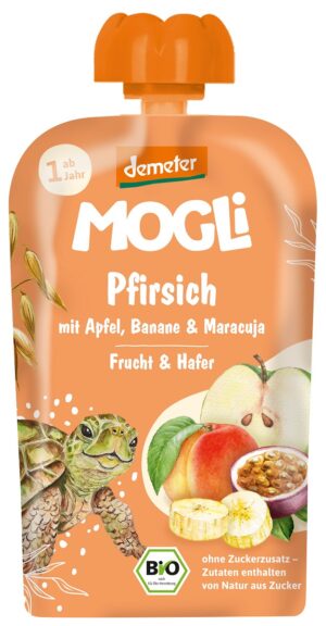 MUS JABŁKO - BRZOSKWINIA - BANAN - MARAKUJA - OWIES BEZ DODATKU CUKRÓW OD 1 ROKU DEMETER BIO 100 g - MOGLI