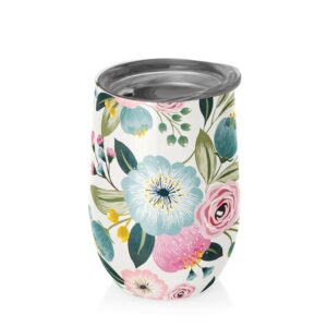KUBEK TERMICZNY Z POKRYWKĄ PASTELOWE KWIATY 420 ml - CHIC-MIC