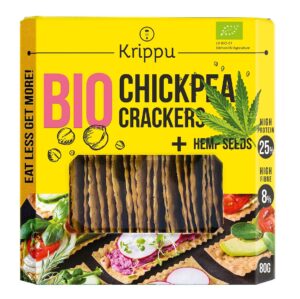 KRAKERSY PROTEINOWE Z CIECIERZYCY Z NASIONAMI KONOPI BIO 80 g - KRIPPU