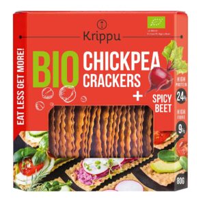 KRAKERSY PROTEINOWE Z CIECIERZYCY PIKANTNE Z BURAKIEM BIO 80 g - KRIPPU