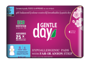 PODPASKI HIGIENICZNE Z PASKIEM ANIONOWYM NA NOC 8 szt. - GENTLE DAY