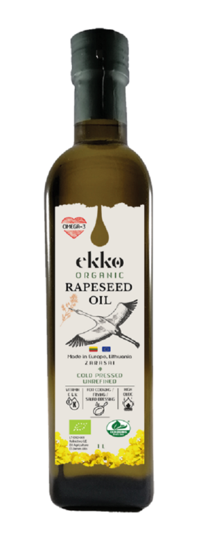 OLEJ RZEPAKOWY TŁOCZONY NA ZIMNO OMEGA-3 BIO 1 L - EKKO