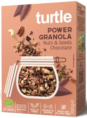 GRANOLA CZEKOLADOWO - ORZECHOWA Z NASIONAMI BEZGLUTENOWA BIO 350 g - TURTLE