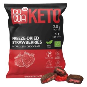 TRUSKAWKI W CZEKOLADZIE CIEMNEJ BEZ DODATKU CUKRÓW KETO BIO 40 g - COCOA