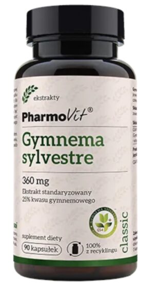 GURMAR EKSTRAKT (GYMNEMA SYLVESTRE) (360 mg) BEZGLUTENOWA 90 KAPSUŁEK - PHARMOVIT (CLASSIC)
