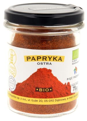 PAPRYKA OSTRA MIELONA BEZGLUTENOWA BIO 75 g - PIĘĆ PRZEMIAN