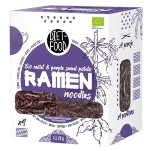 MAKARON (JAGLANO - RYŻOWY Z BATATEM FIOLETOWYM) RAMEN BEZGLUTENOWY BIO 280 g - DIET-FOOD