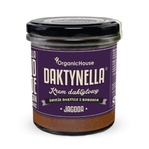 KREM KOKOS - DAKTYLE MEDJOOL - JAGODA BEZGLUTENOWY BIO 280 g - ORGANICHOUSE (DAKTYNELLA)