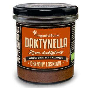 KREM KOKOS - DAKTYLE MEDJOOL - ORZECHY LASKOWE BEZGLUTENOWY BIO 280 g - ORGANICHOUSE (DAKTYNELLA)