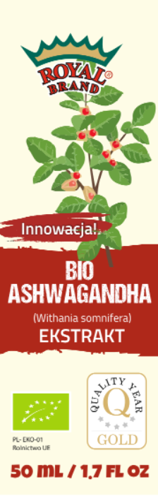 ASHWAGANDHA EKSTRAKT W KROPLACH BIO 50 ml - ROYAL BRAND