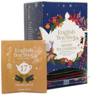 KALENDARZ ADWENTOWY NIEBIESKI (HERBATY I HERBATKI) BIO (13 SMAKÓW) (25 x 1,5 g) 37,5 g - ENGLISH TEA SHOP ORGANIC (PRODUKT SEZONOWY)