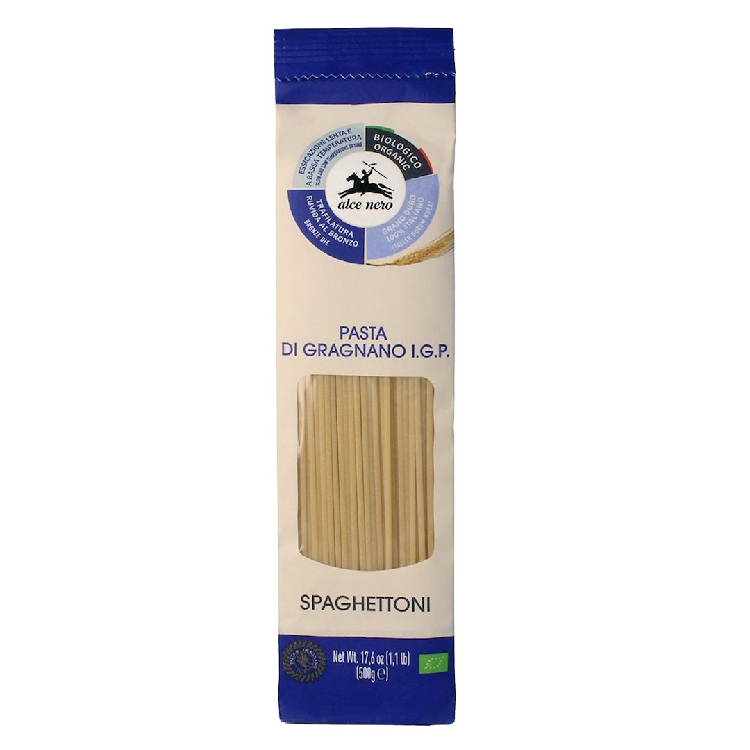 MAKARON (SEMOLINOWY - PASTA DI GRAGNANO) SPAGHETTONI BIO 500 g - ALCE NERO