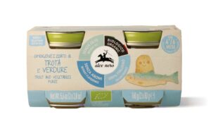 PSTRĄG Z WARZYWAMI BEZGLUTENOWY OD 4 MIESIĄCA BIO (2 x 80 g) 160 g - ALCE NERO