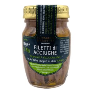 ANCHOIS (SARDELE) FILETY W BIO OLIWIE Z OLIWEK EXTRA VIRGIN 90 g (SŁOIK) - COMPAGNIA MARITTIMA SANREMO
