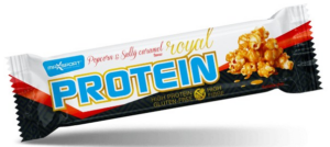 BATON PROTEINOWY O SMAKU POPCORN - SŁONY KARMEL W POLEWIE KARMELOWEJ BEZGLUTENOWY 60 g - MAXSPORT