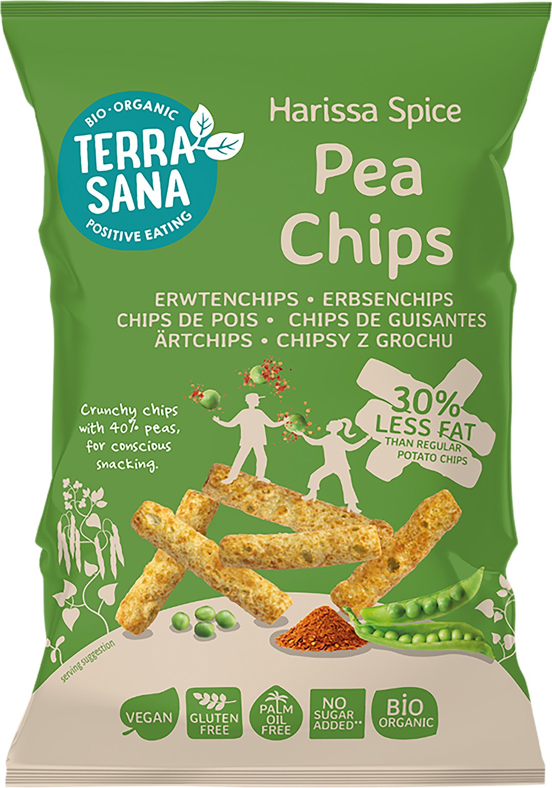 CHRUPKI Z GROCHU O SMAKU PRZYPRAWY HARISSA BEZGLUTENOWE BIO 75 g - TERRASANA