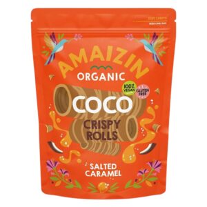 RURKI WAFLOWE KOKOSOWE O SMAKU SŁONY KARMEL BEZGLUTENOWE BIO 140 g - AMAIZIN